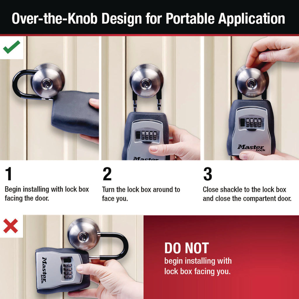 Locking Combination 5 Key Steel Box, 3.25" Wide, Black/Silver