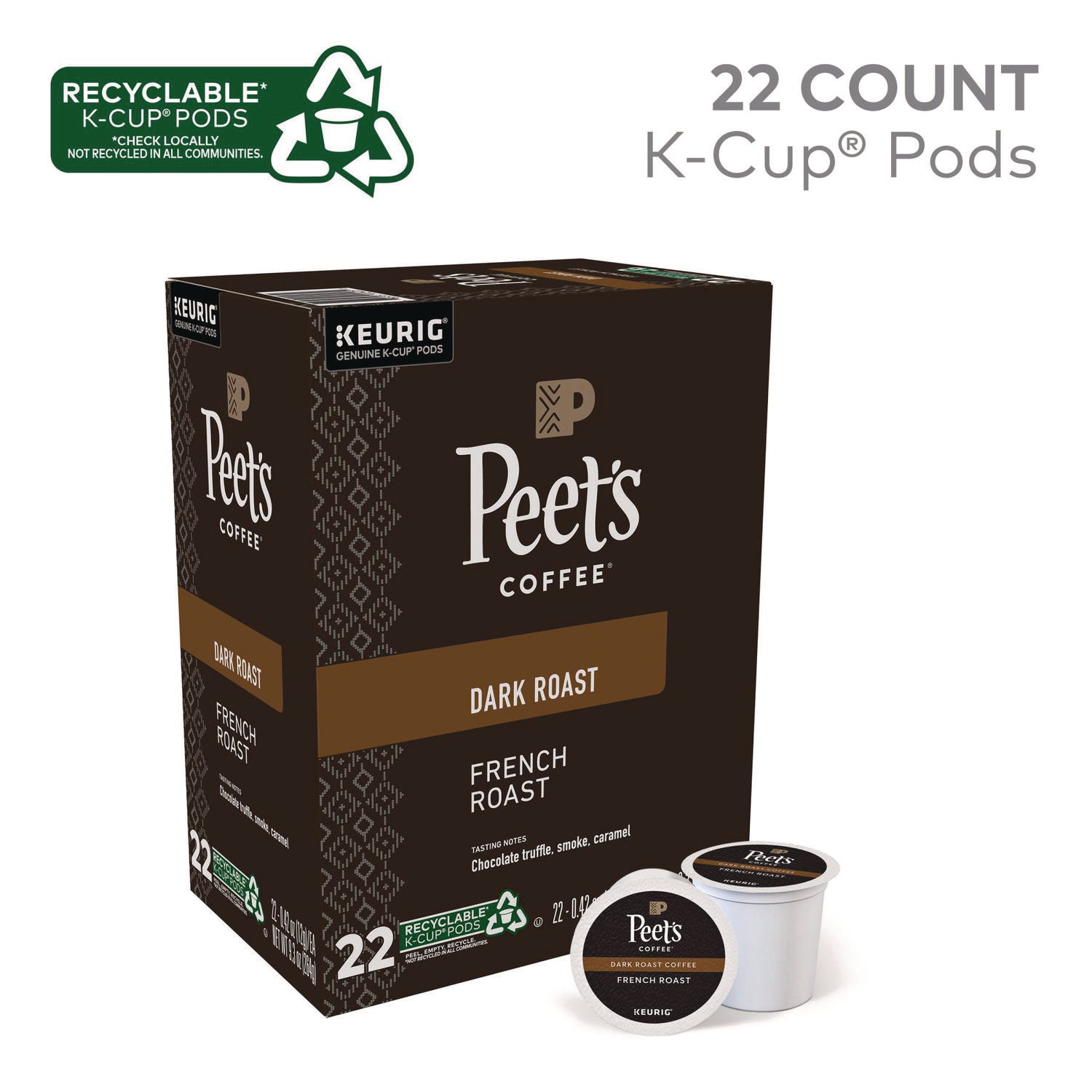 French Roast Coffee K-Cups, 22/Box - 5