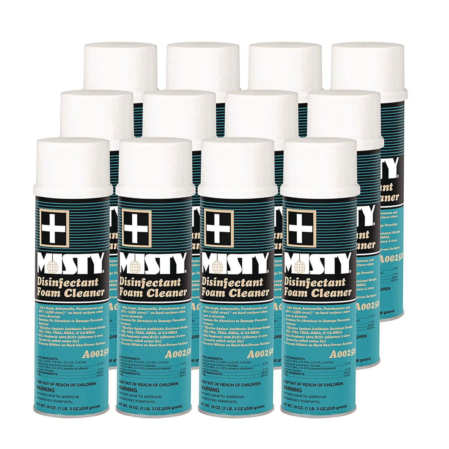 Disinfectant Foam Cleaner, Fresh Scent, 19 oz Aerosol Spray, 12/Carton