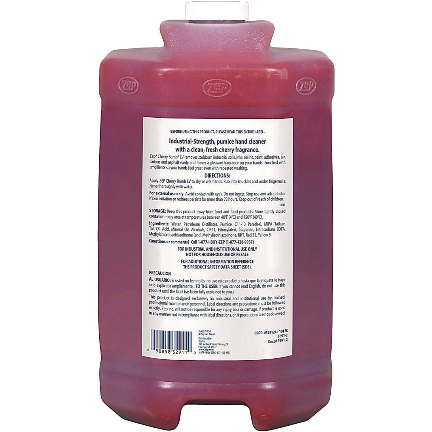 Cherry Bomb Hand Cleaner, Cherry Scent, 1 gal Bottle, 4/Carton - 3