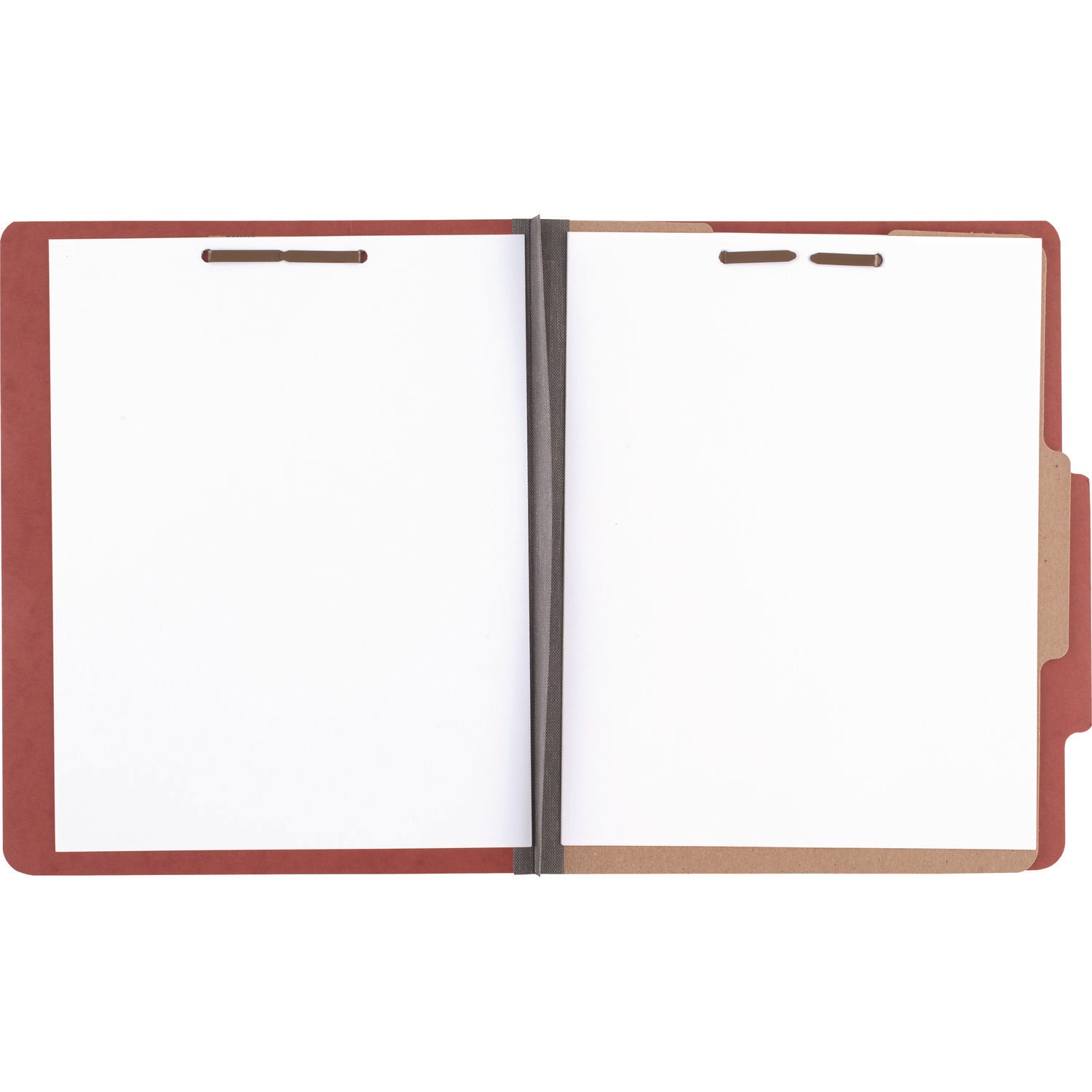 Pressboard Classification Folders, 2" Expansion, 1 Divider, 4 Fasteners, Letter Size, Earth Red Exterior, 10/Box - 5