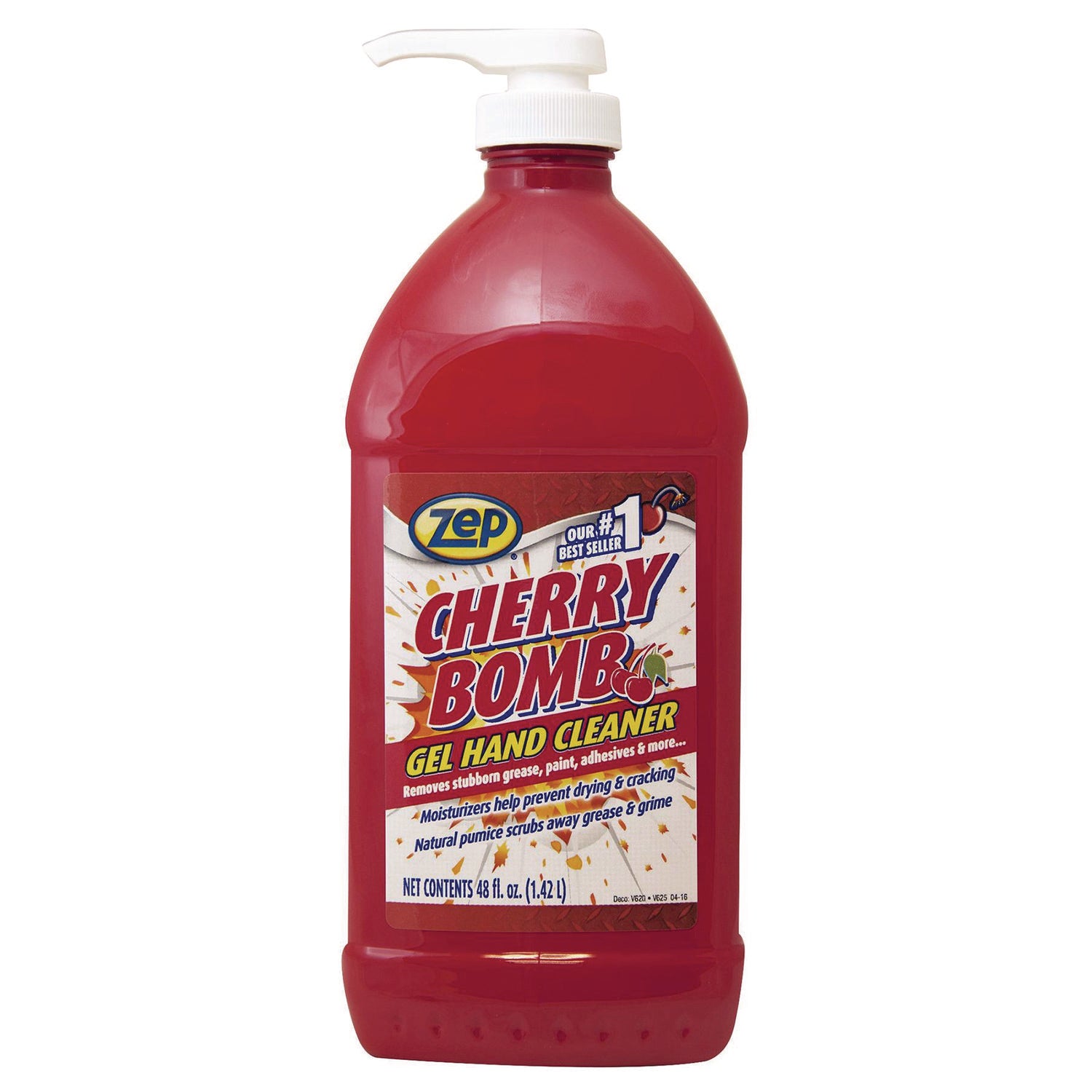 Cherry Bomb Gel Hand Cleaner, Cherry Scent, 48 oz Pump Bottle