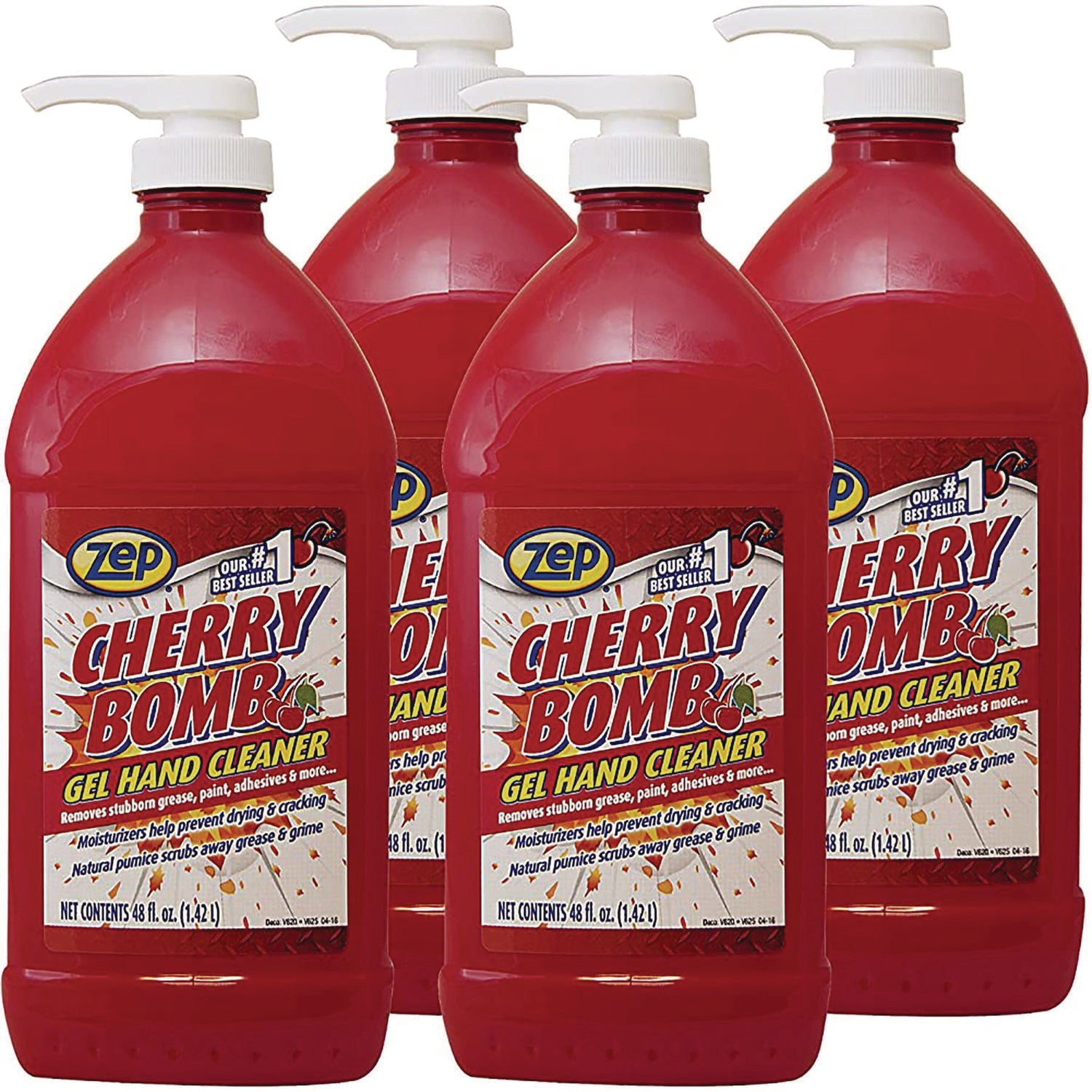 Cherry Bomb Gel Hand Cleaner, Cherry Scent, 48 oz Pump Bottle, 4/Carton - 1