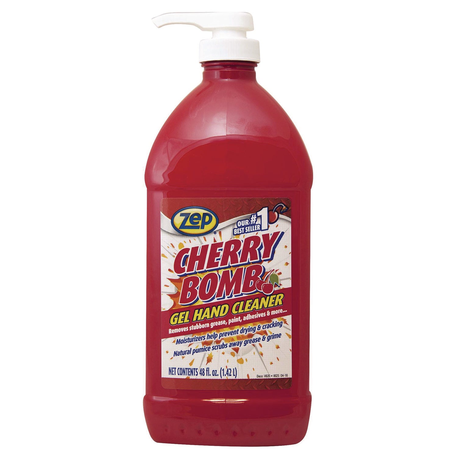 Cherry Bomb Gel Hand Cleaner, Cherry Scent, 48 oz Pump Bottle, 4/Carton - 2