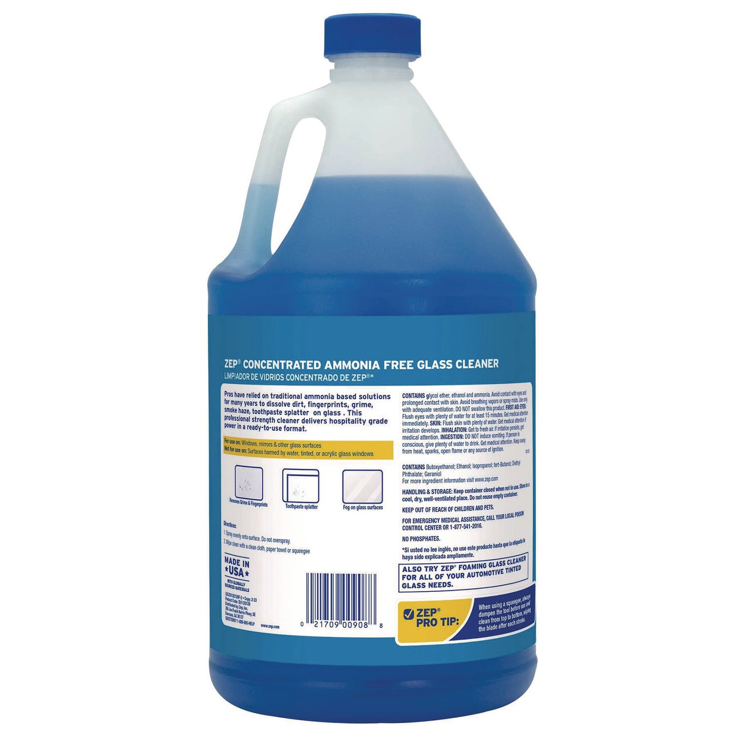 Streak-Free Glass Cleaner, Pleasant Scent, 1 gal Bottle, 4/Carton