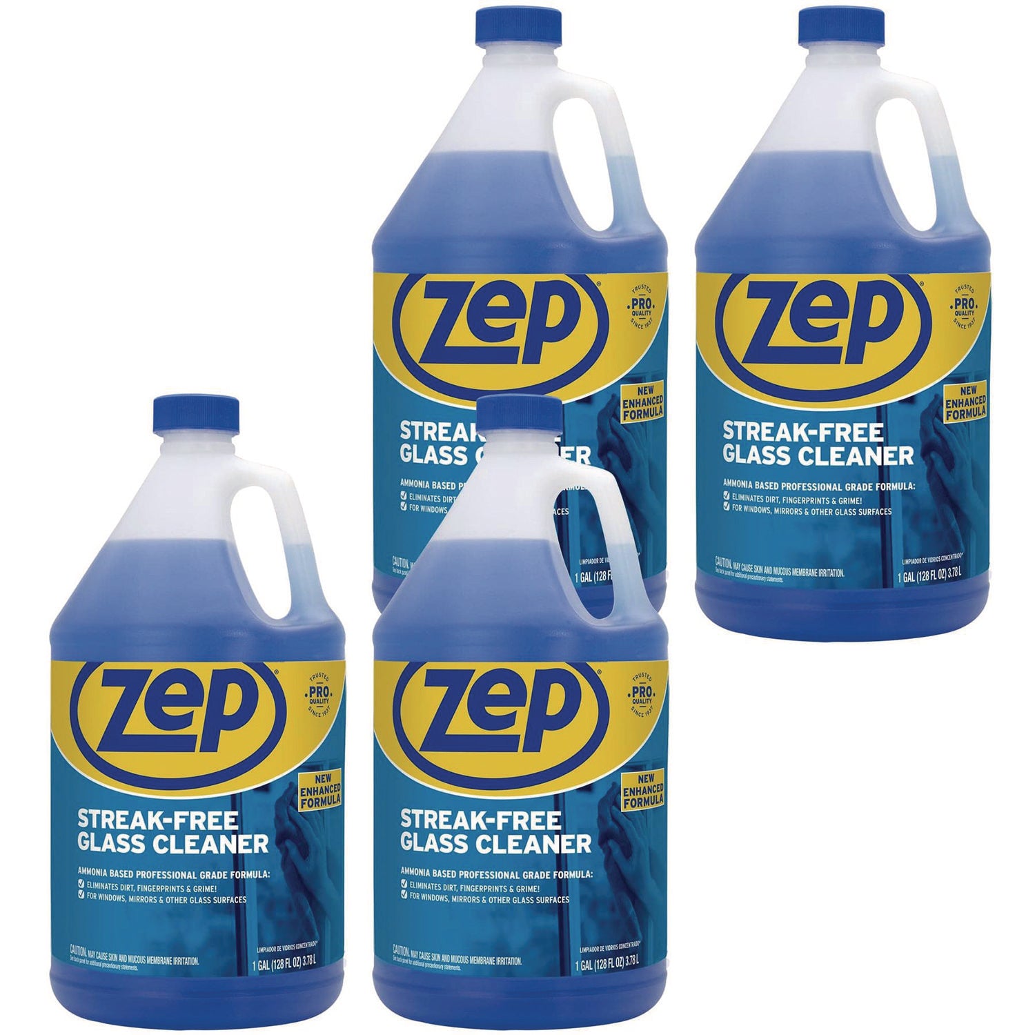 Streak-Free Glass Cleaner, Pleasant Scent, 1 gal Bottle, 4/Carton