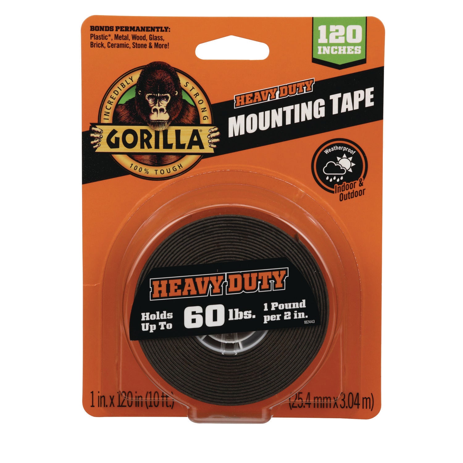 Gorilla Heavy Duty Mounting Tape - 10 ft Length x 1" Width - 1 Each - Black - 1