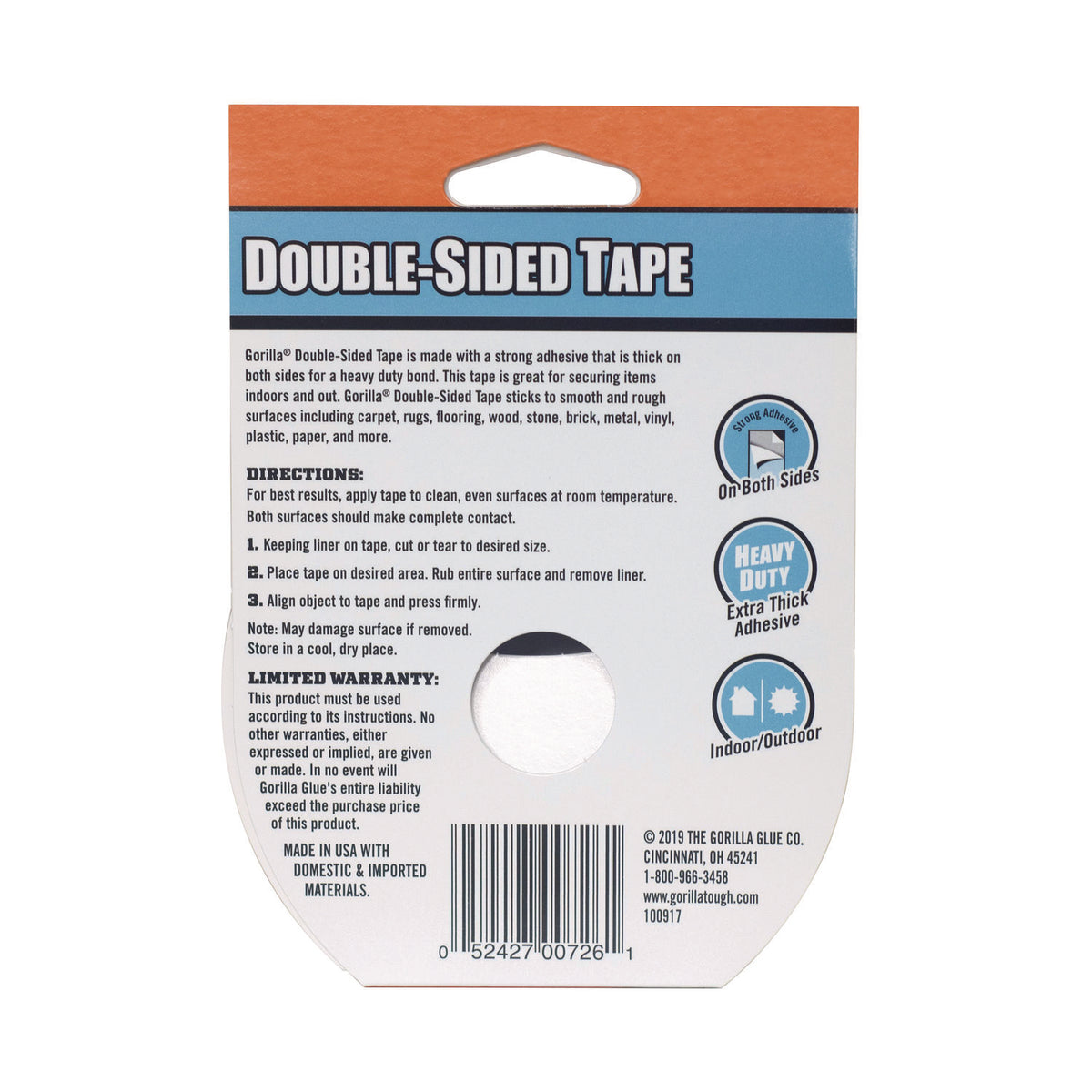 Gorilla Double-Sided Tape - 24 ft Length x 1.40" Width - 1 Roll - Gray