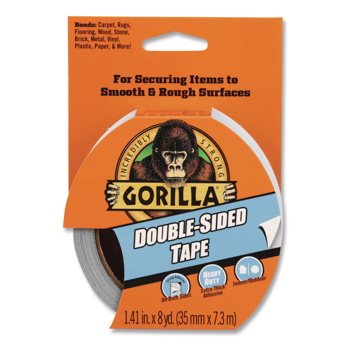 Gorilla Double-Sided Tape - 24 ft Length x 1.40" Width - 1 Roll - Gray