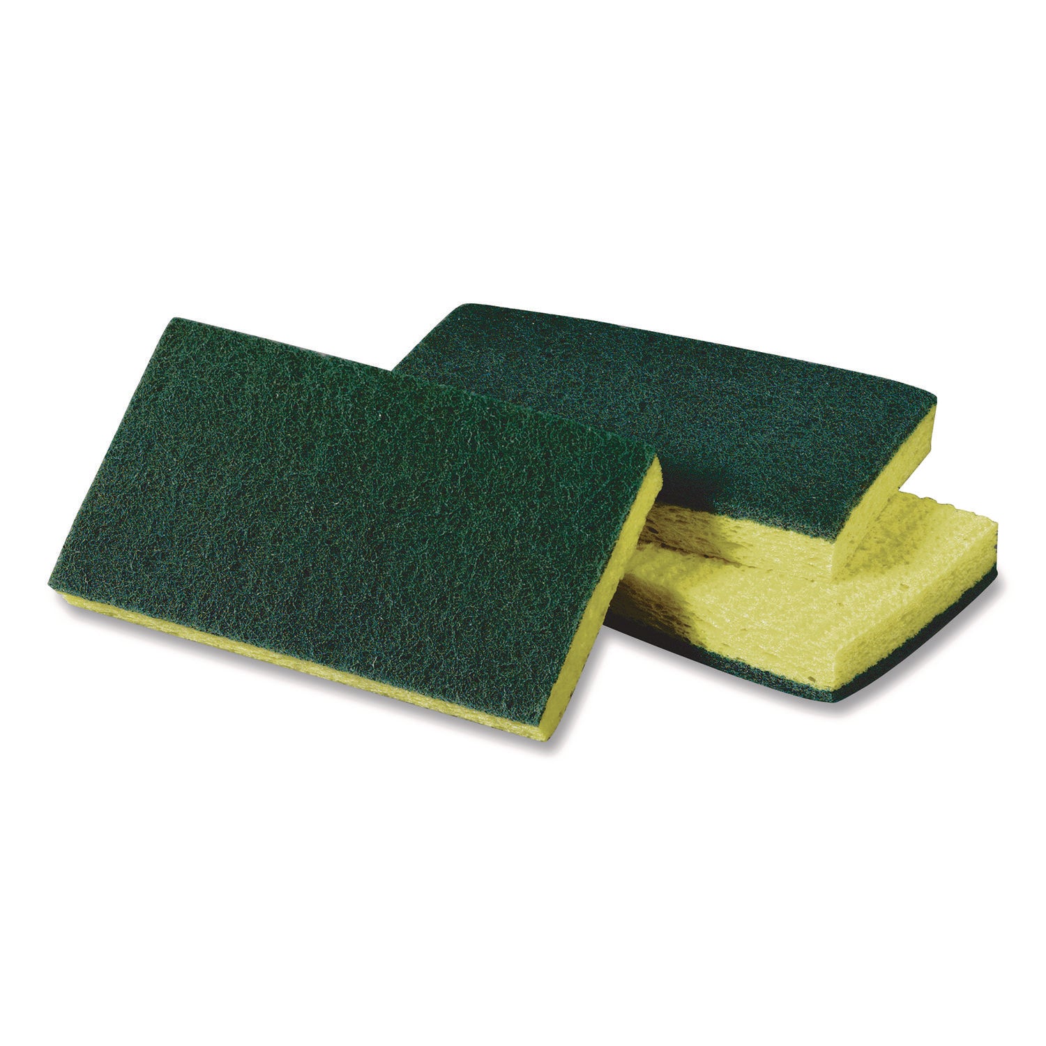 Medium-Duty Scrubbing Sponge, 3.6 x 6.1, 0.7" Thick, Yellow/Green, 10/Pack