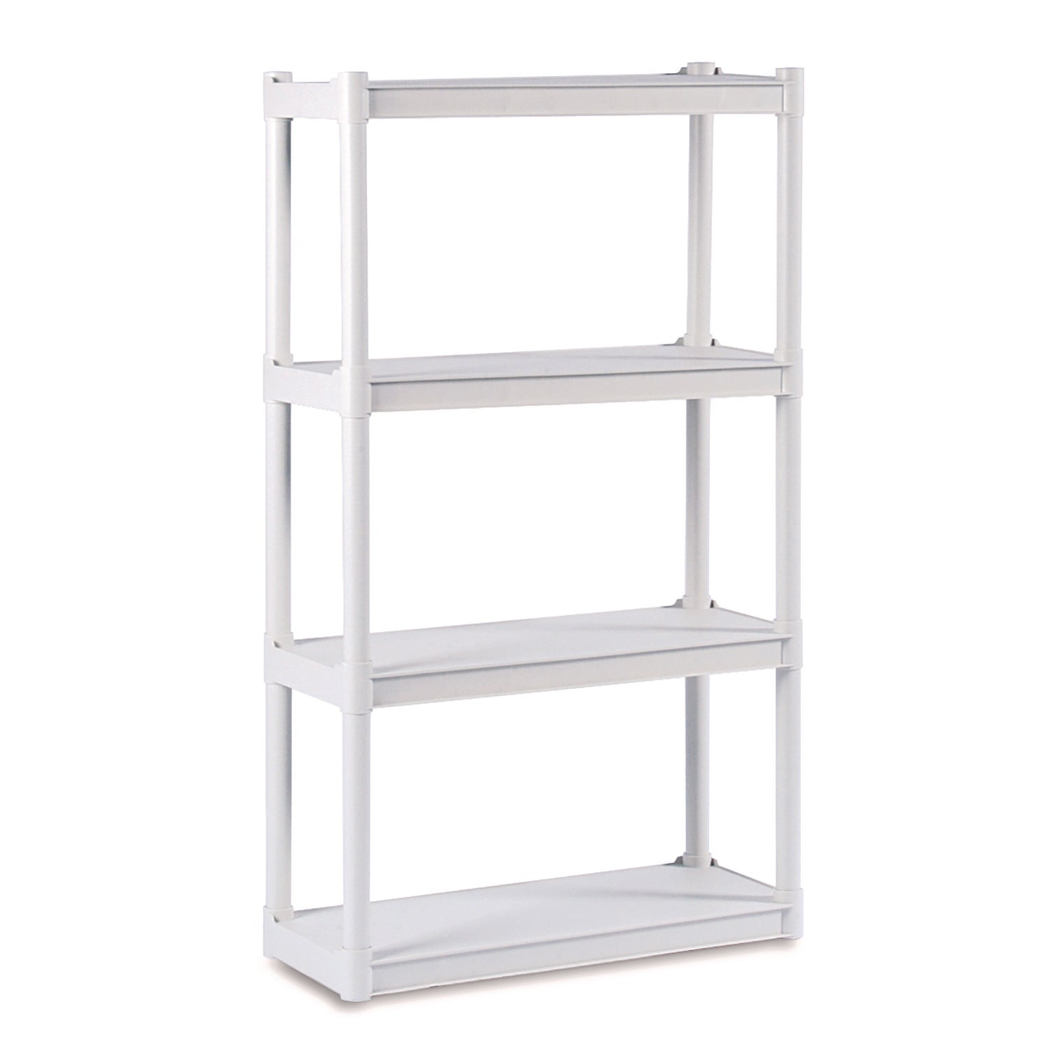 Rough n Ready Open Storage System, Four-Shelf, Injection-Molded Polypropylene, 32w x 13d x 54h, Platinum - 3