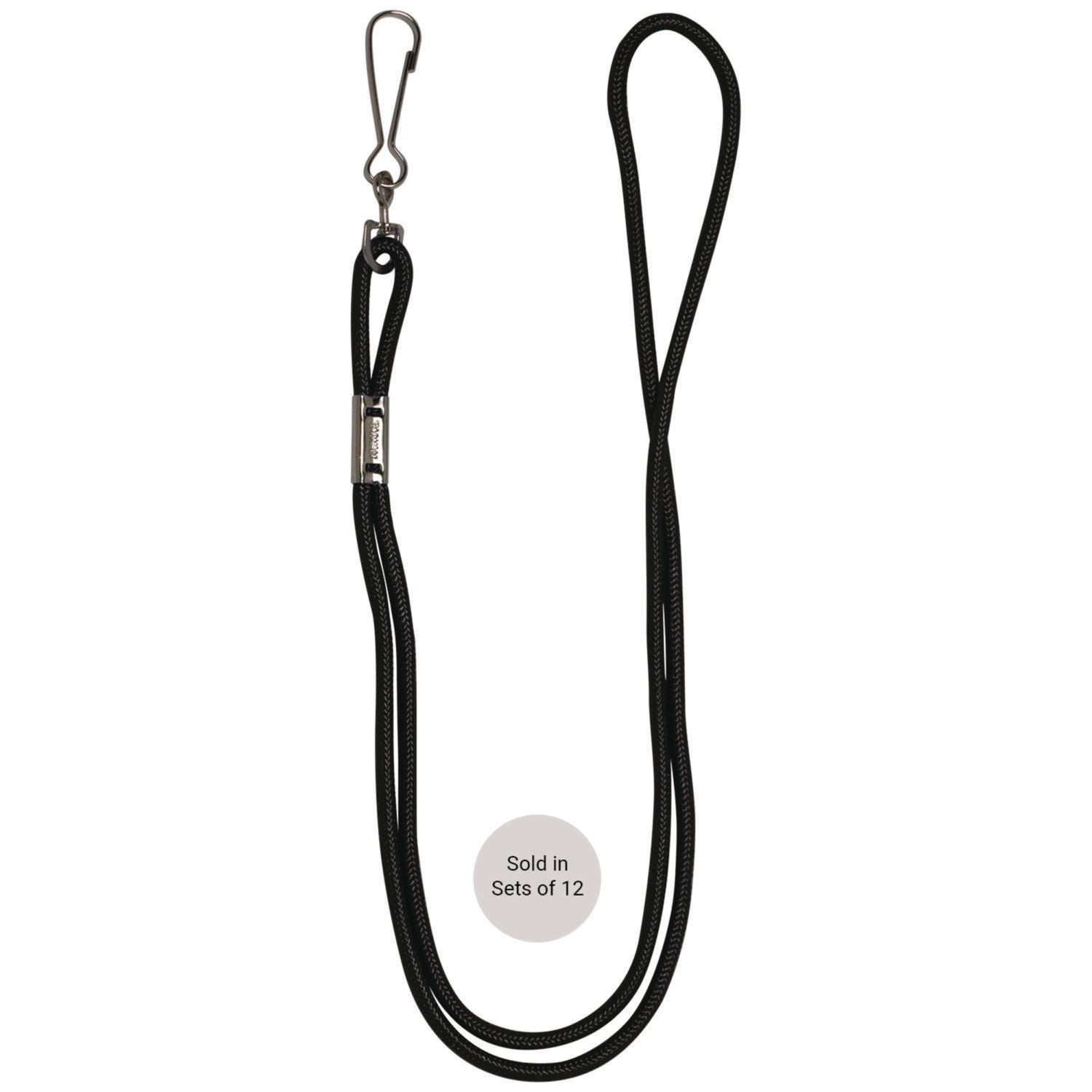 Lanyard, Metal J-Hook Fastener, 20" Long, Black, 12/Pack - 5