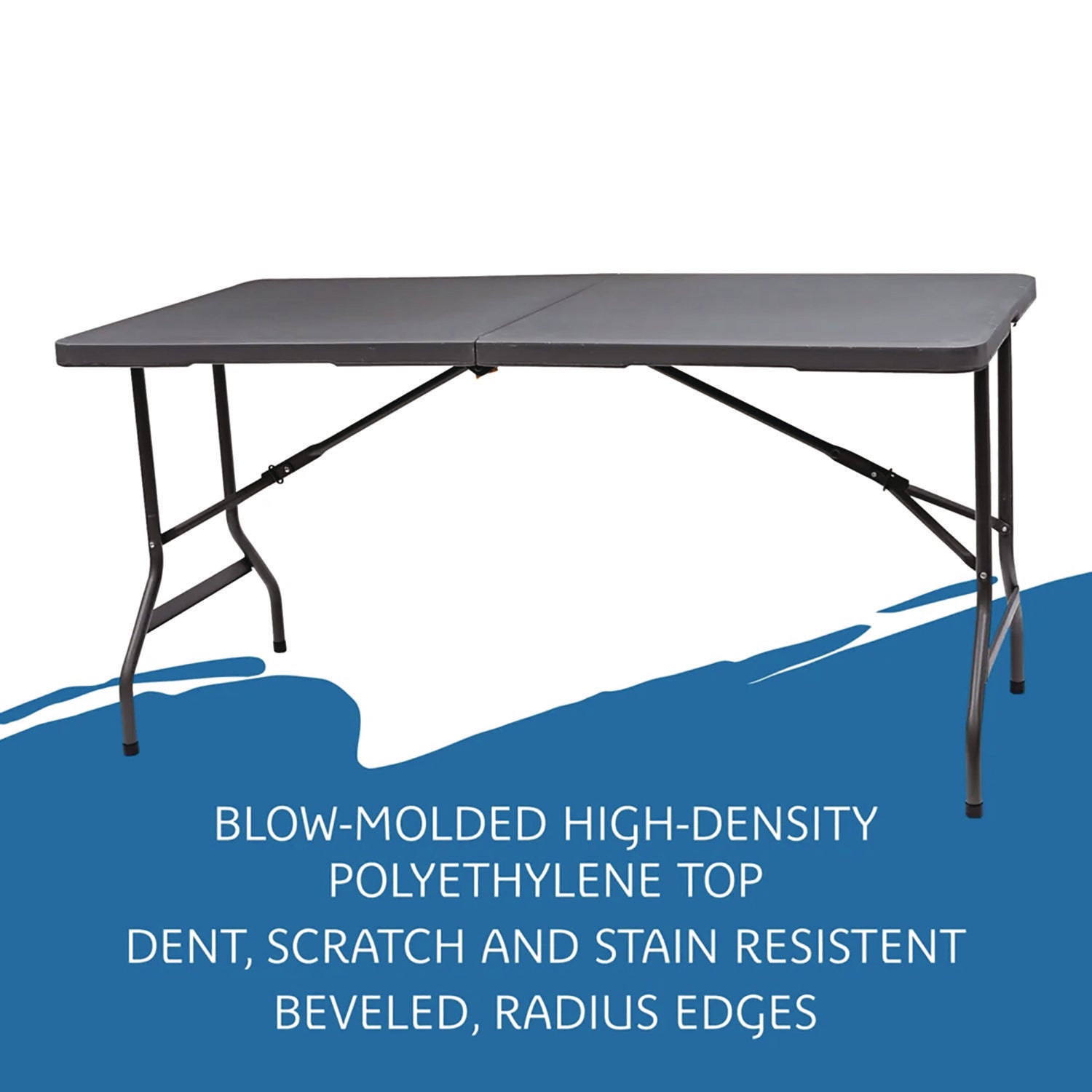 IndestrucTable Classic Bi-Folding Table, Rectangular, 60" x 30" x 29", Charcoal - 4