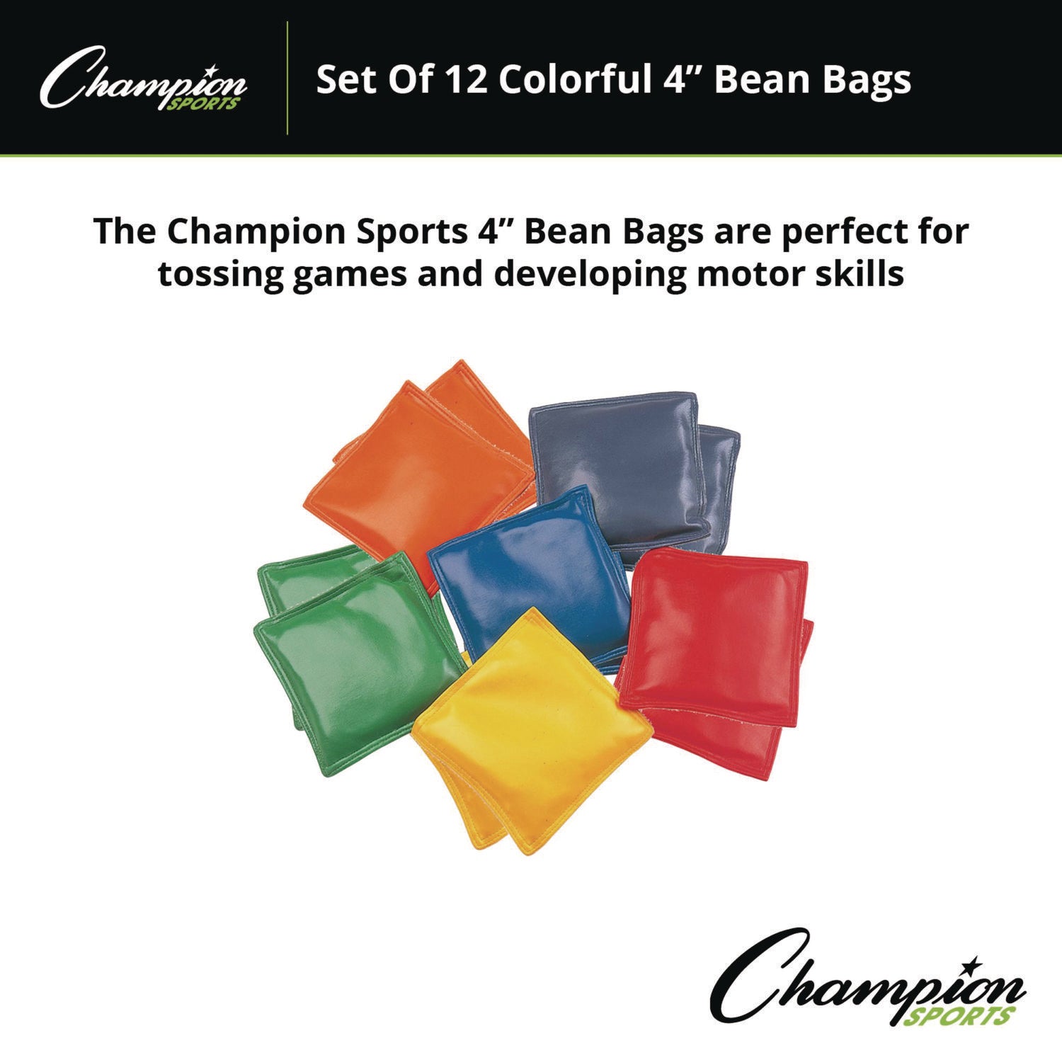 Bean Bag Set, Vinyl, 4", Assorted Colors, 12/Box