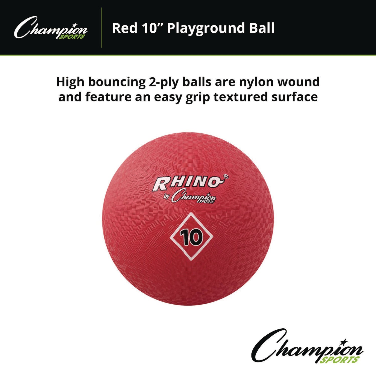 Playground Ball, 10" Diameter, Red - 3