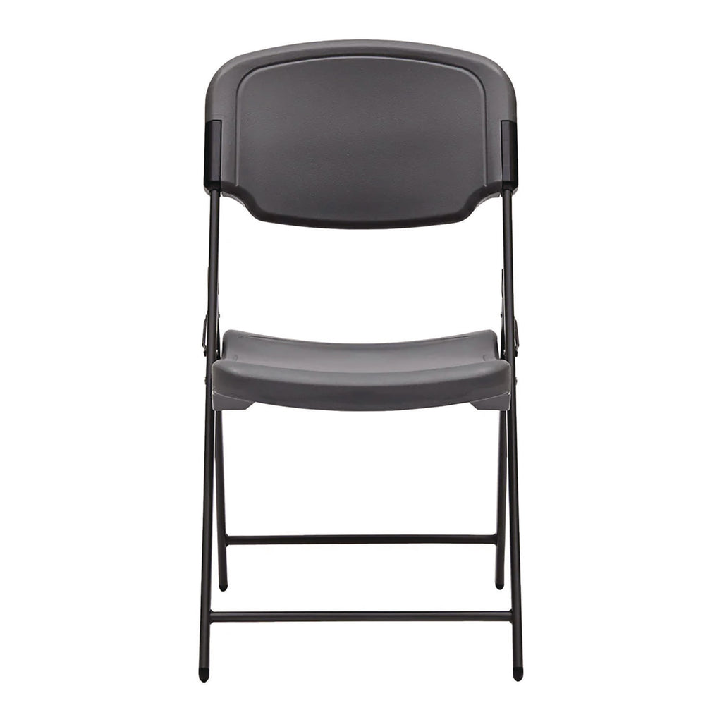 Rough n Ready Commercial Folding Chair, Supports Up to 350 lb, 15.25" Seat Height, Charcoal Seat, Charcoal Back, Silver Base - 2
