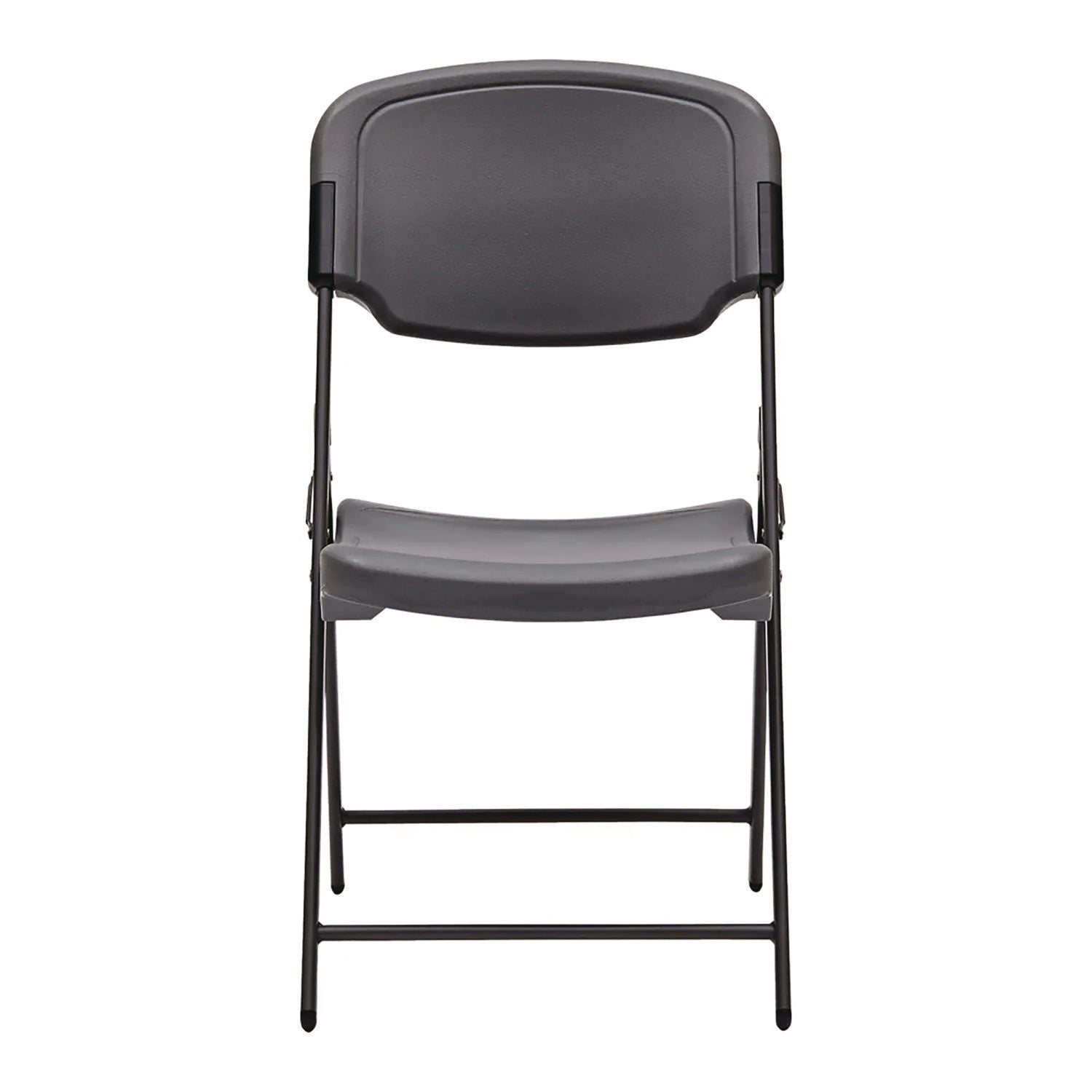 Rough n Ready Commercial Folding Chair, Supports Up to 350 lb, 15.25" Seat Height, Charcoal Seat, Charcoal Back, Silver Base - 2