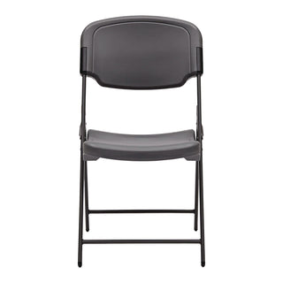Rough n Ready Commercial Folding Chair, Supports Up to 350 lb, 15.25" Seat Height, Charcoal Seat, Charcoal Back, Silver Base - 2