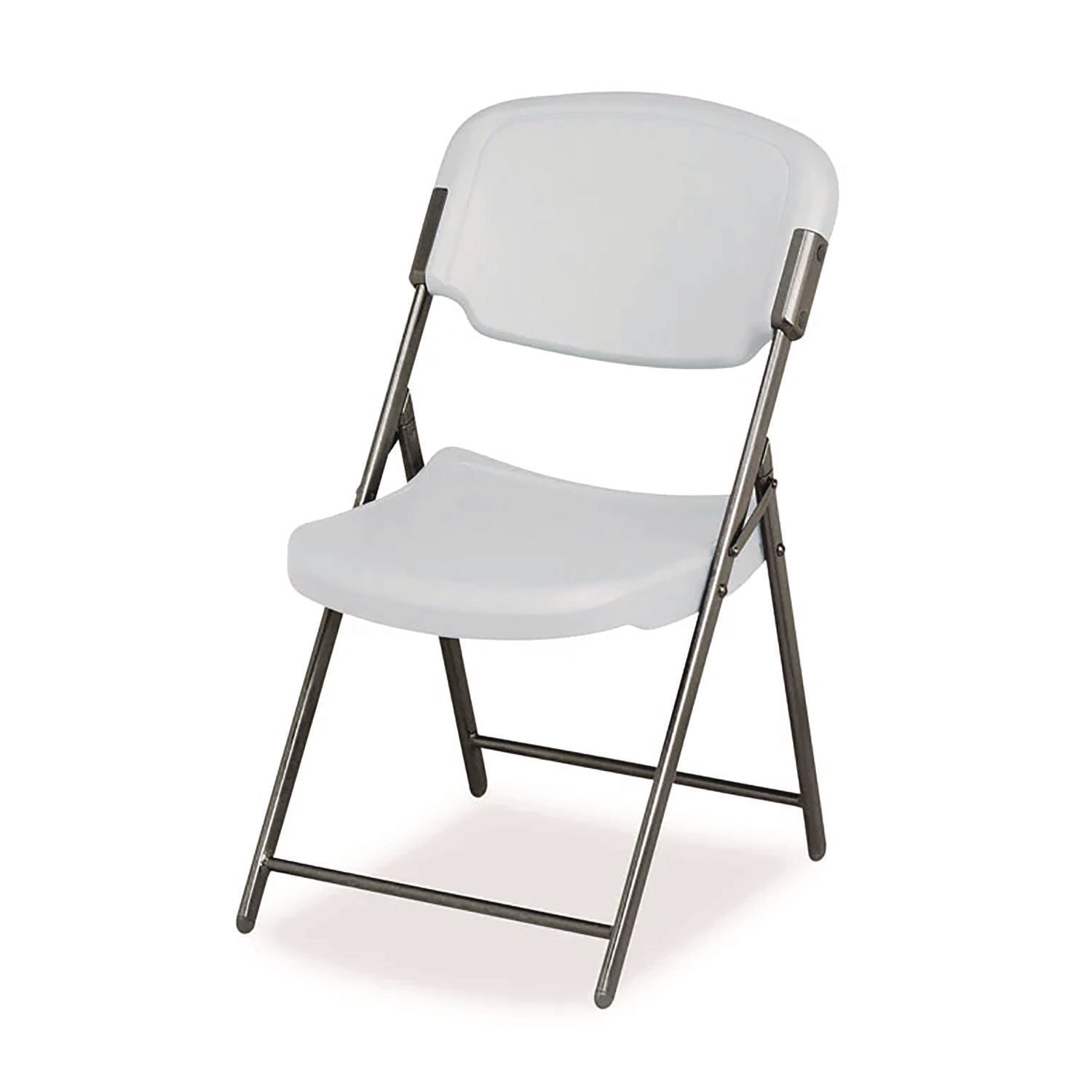 Rough n Ready Commercial Folding Chair, Supports Up to 350 lb, 15.25" Seat Height, Platinum Seat, Platinum Back, Black Base - 2