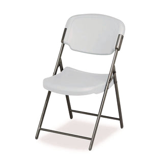 Rough n Ready Commercial Folding Chair, Supports Up to 350 lb, 15.25" Seat Height, Platinum Seat, Platinum Back, Black Base - 2