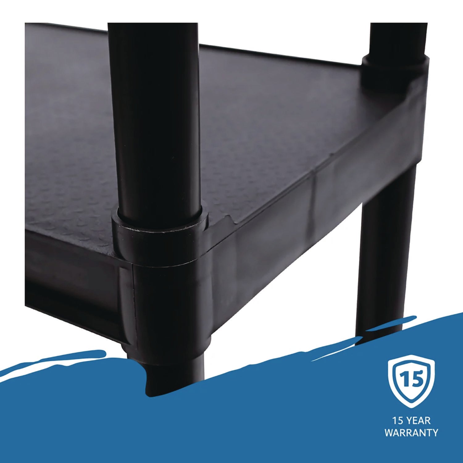 Rough n Ready Open Storage System, Four-Shelf, Injection-Molded Polypropylene, 32w x 13d x 54h, Black - 5