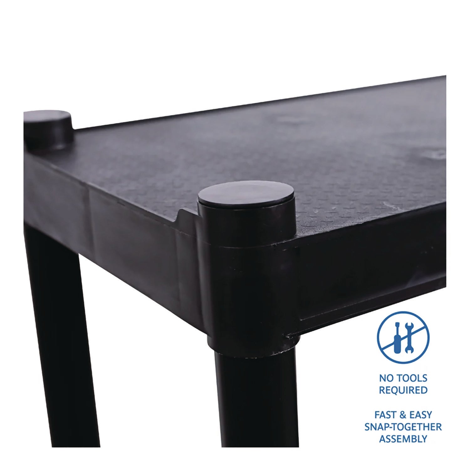 Rough n Ready Open Storage System, Four-Shelf, Injection-Molded Polypropylene, 32w x 13d x 54h, Black - 6