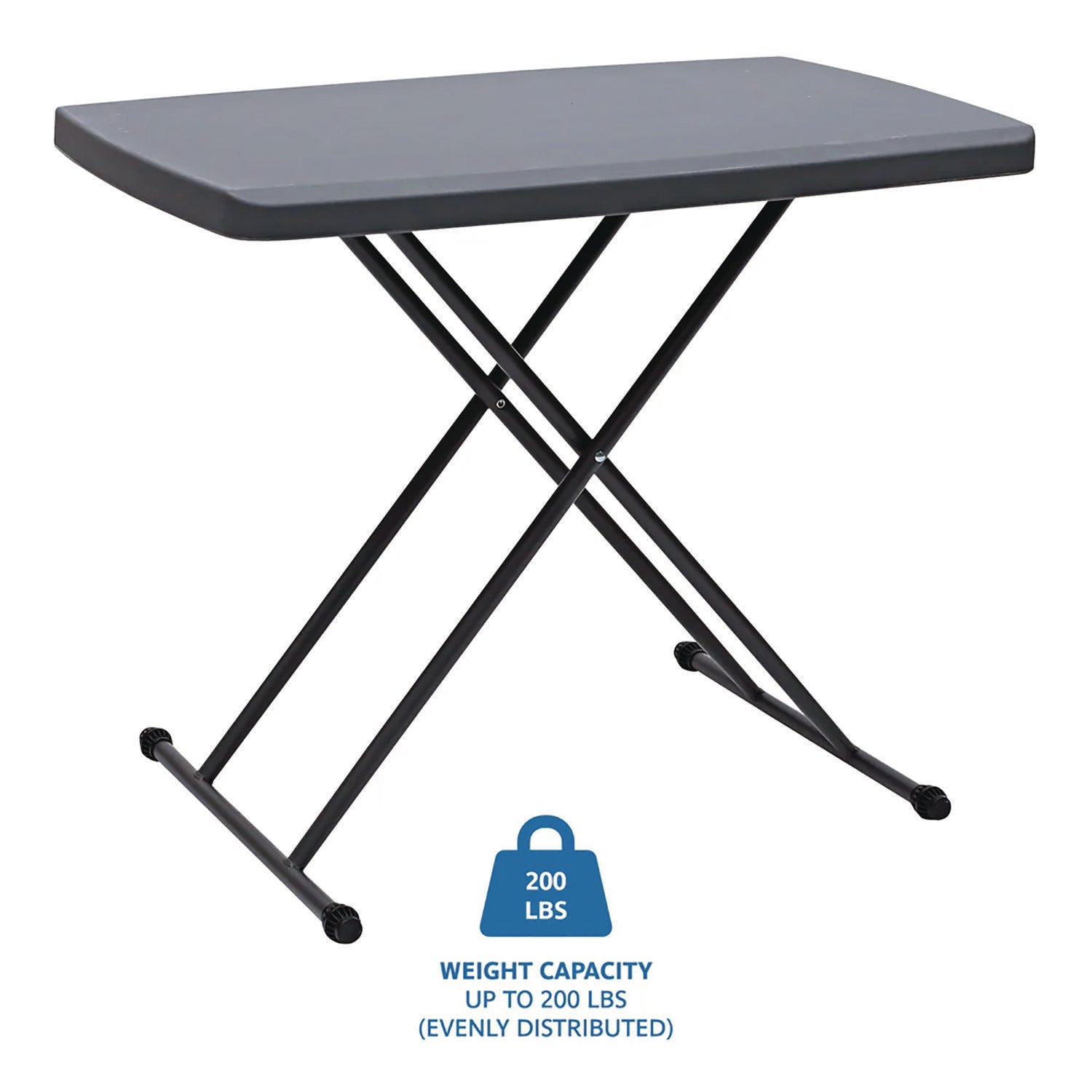 IndestrucTable Classic Personal Folding Table, 30" x 20" x 25" to 28", Charcoal - 4