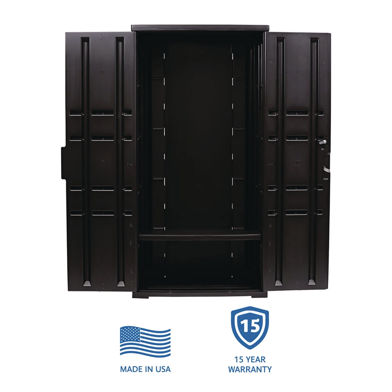 Rough n Ready Storage Cabinet, Three-Shelf, 33w x 18d x 66h, Black - 7