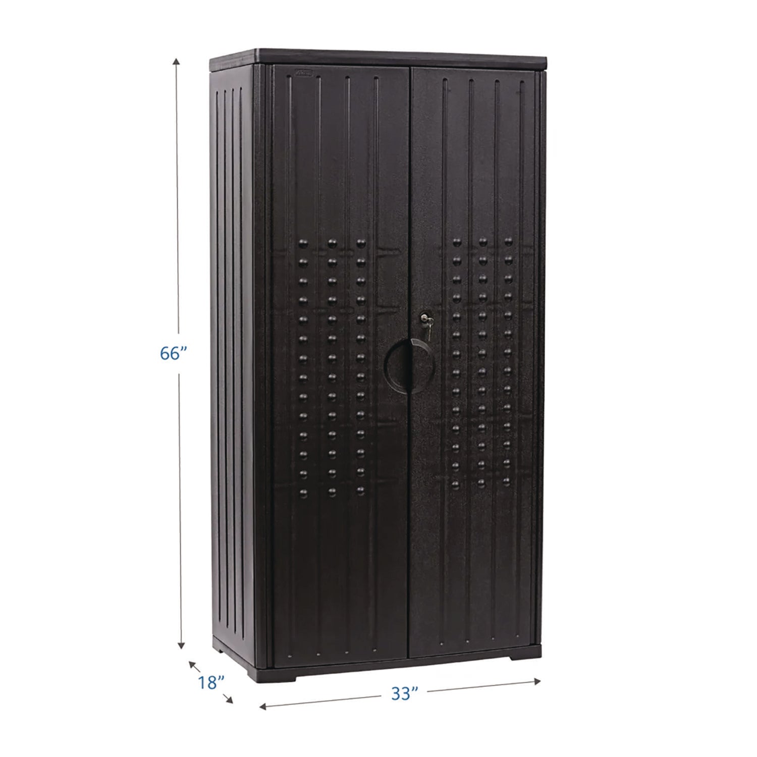 Rough n Ready Storage Cabinet, Three-Shelf, 33w x 18d x 66h, Black - 3