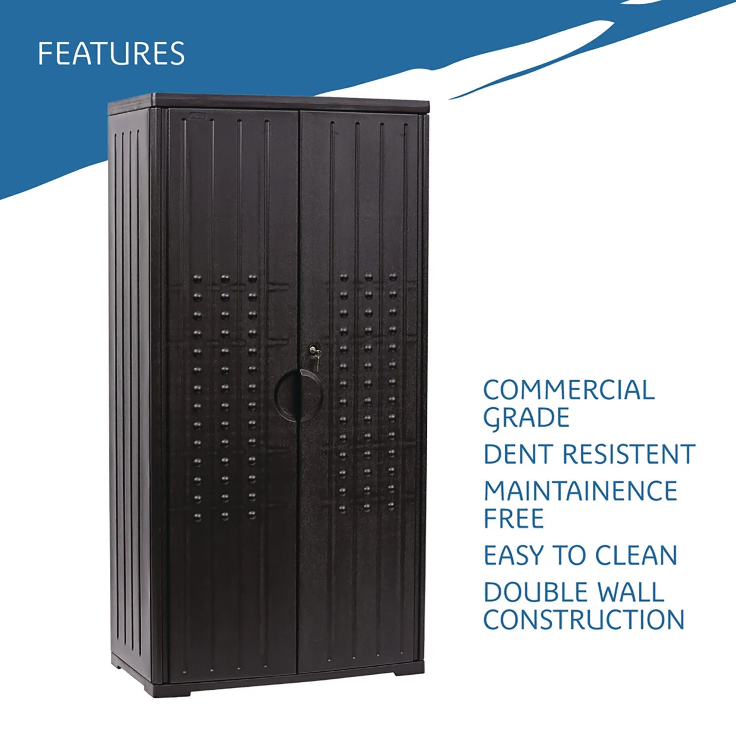 Rough n Ready Storage Cabinet, Three-Shelf, 33w x 18d x 66h, Black - 5