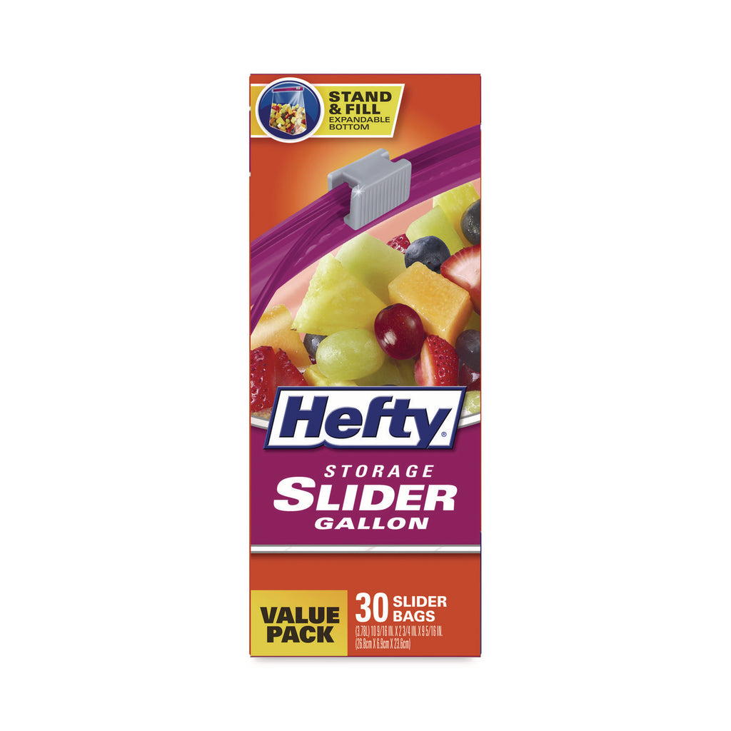 Slider Bags, 1 gal, 1.5 mil, 10.56" x 11", Clear, 30/Box
