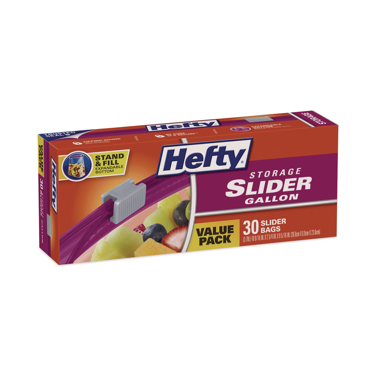 Slider Bags, 1 gal, 1.5 mil, 10.56" x 11", Clear, 30 Bags/Box, 9 Boxes/Carton