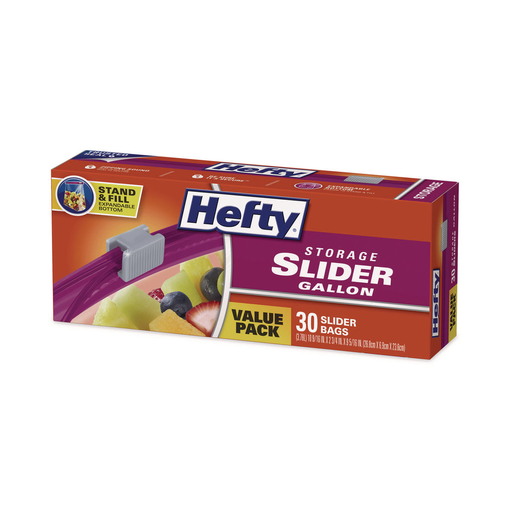 Slider Bags, 1 gal, 1.5 mil, 10.56" x 11", Clear, 30 Bags/Box, 9 Boxes/Carton