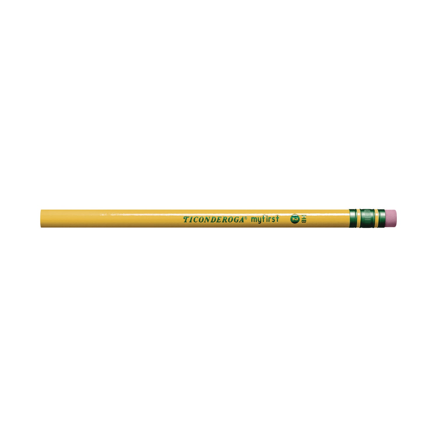 Ticonderoga Beginners Woodcase Pencil with Eraser and Microban Protection, HB (#2), Black Lead, Yellow Barrel, Dozen