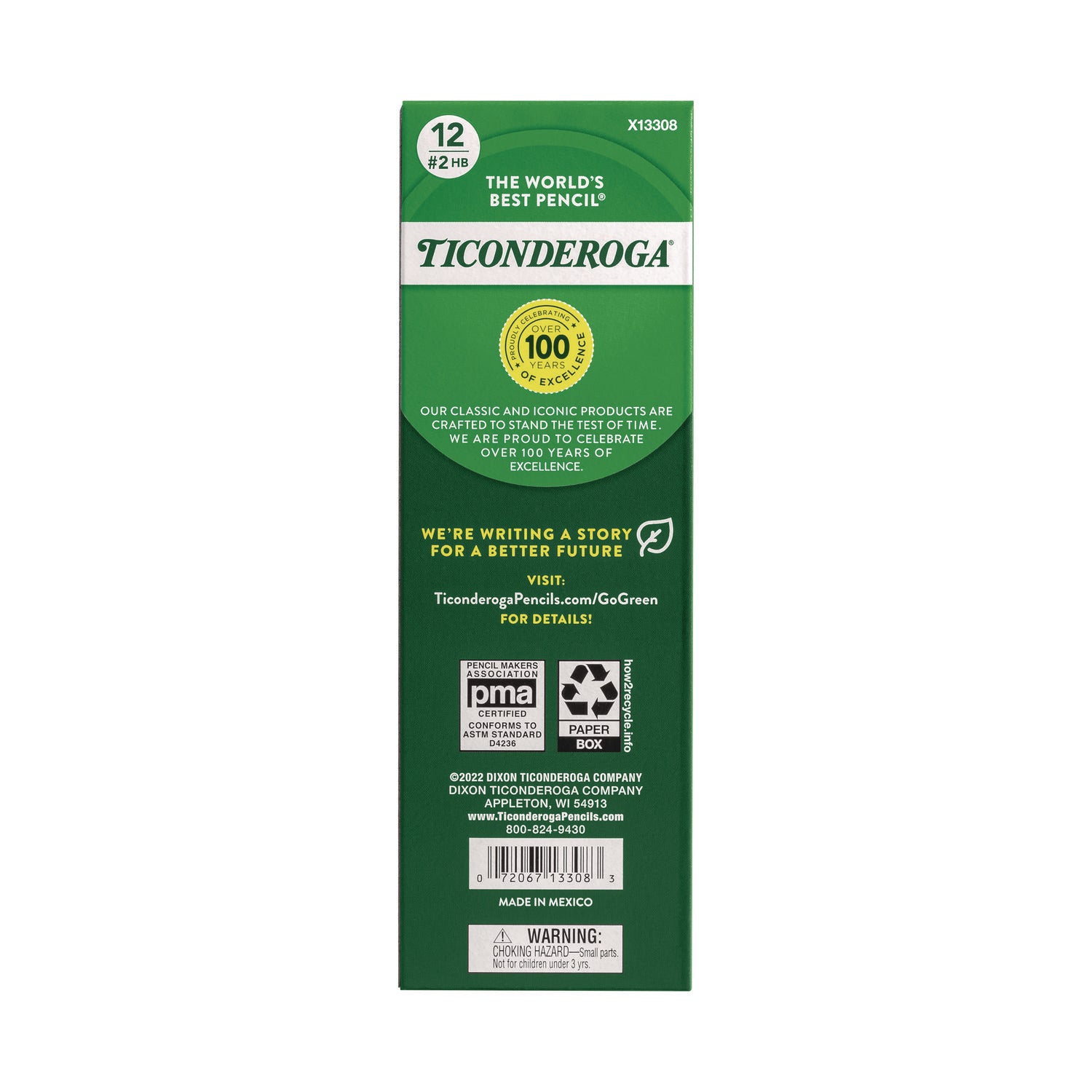 Ticonderoga Beginners Woodcase Pencil with Eraser and Microban Protection, HB (#2), Black Lead, Yellow Barrel, Dozen