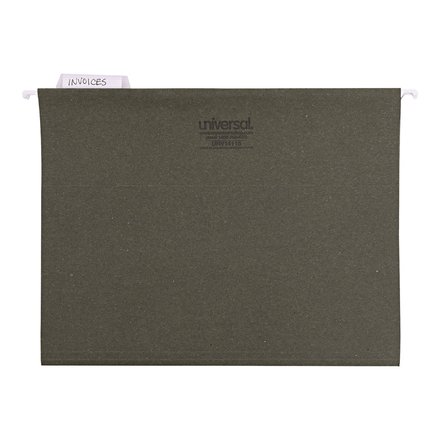 Hanging File Folders, Letter Size, 1/5-Cut Tabs, Standard Green, 25/Box - 5