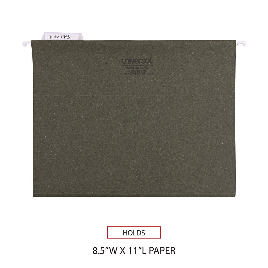 Hanging File Folders, Letter Size, 1/5-Cut Tabs, Standard Green, 25/Box - 6
