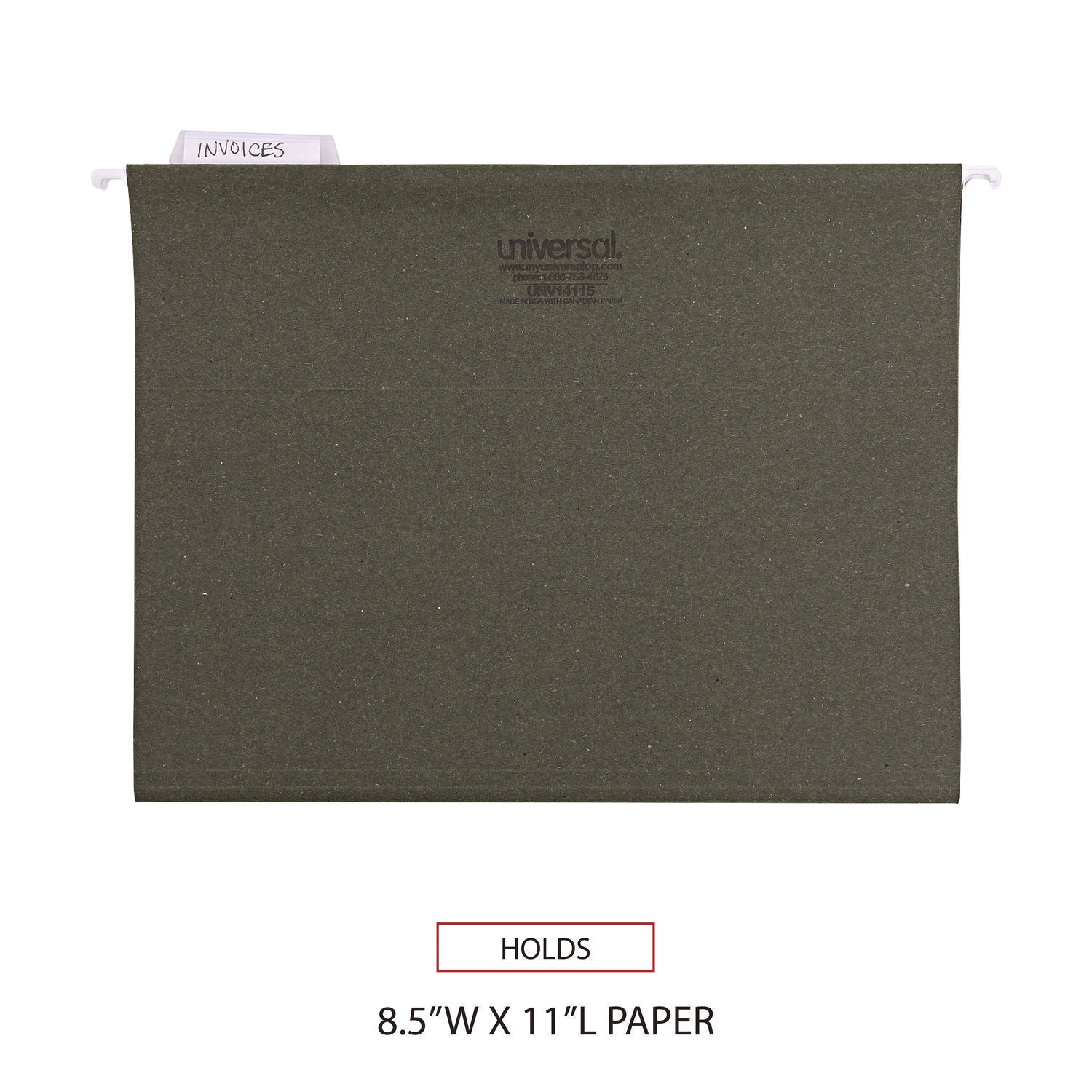 Hanging File Folders, Letter Size, 1/5-Cut Tabs, Standard Green, 25/Box - 6