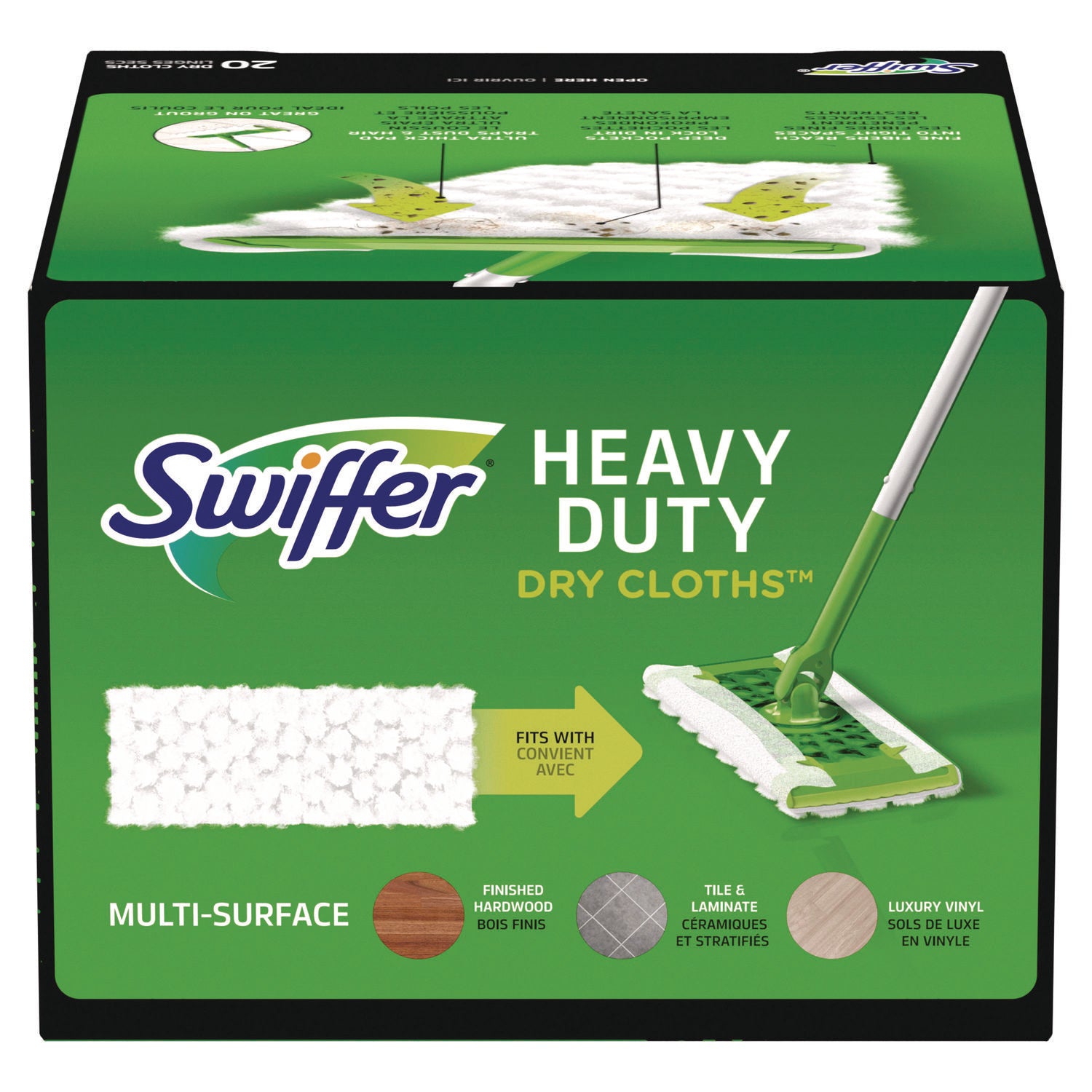 Heavy-Duty Dry Refill Cloths, 10.3 x 7.8, White, 20/Pack, 4 Packs/Carton - 3
