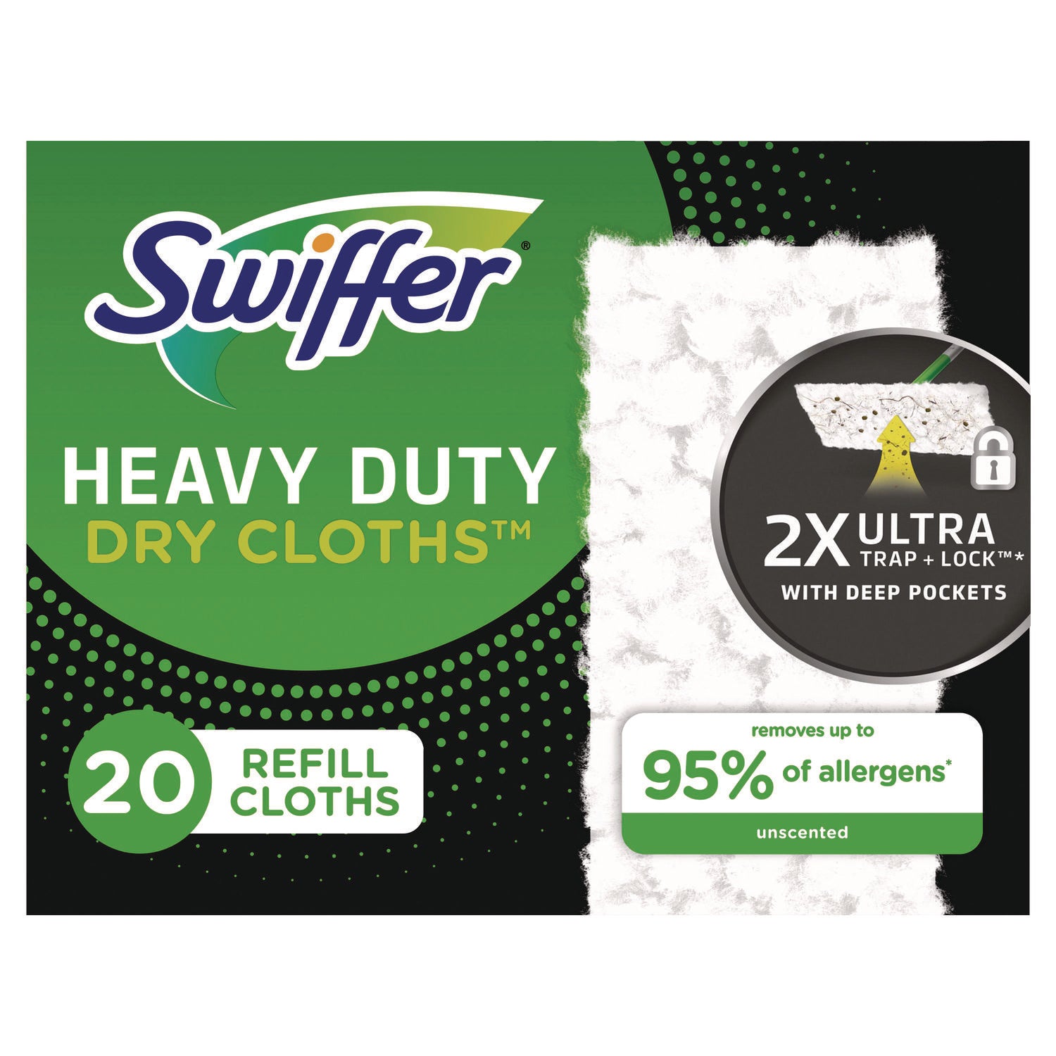 Heavy-Duty Dry Refill Cloths, 10.3 x 7.8, White, 20/Pack, 4 Packs/Carton - 1