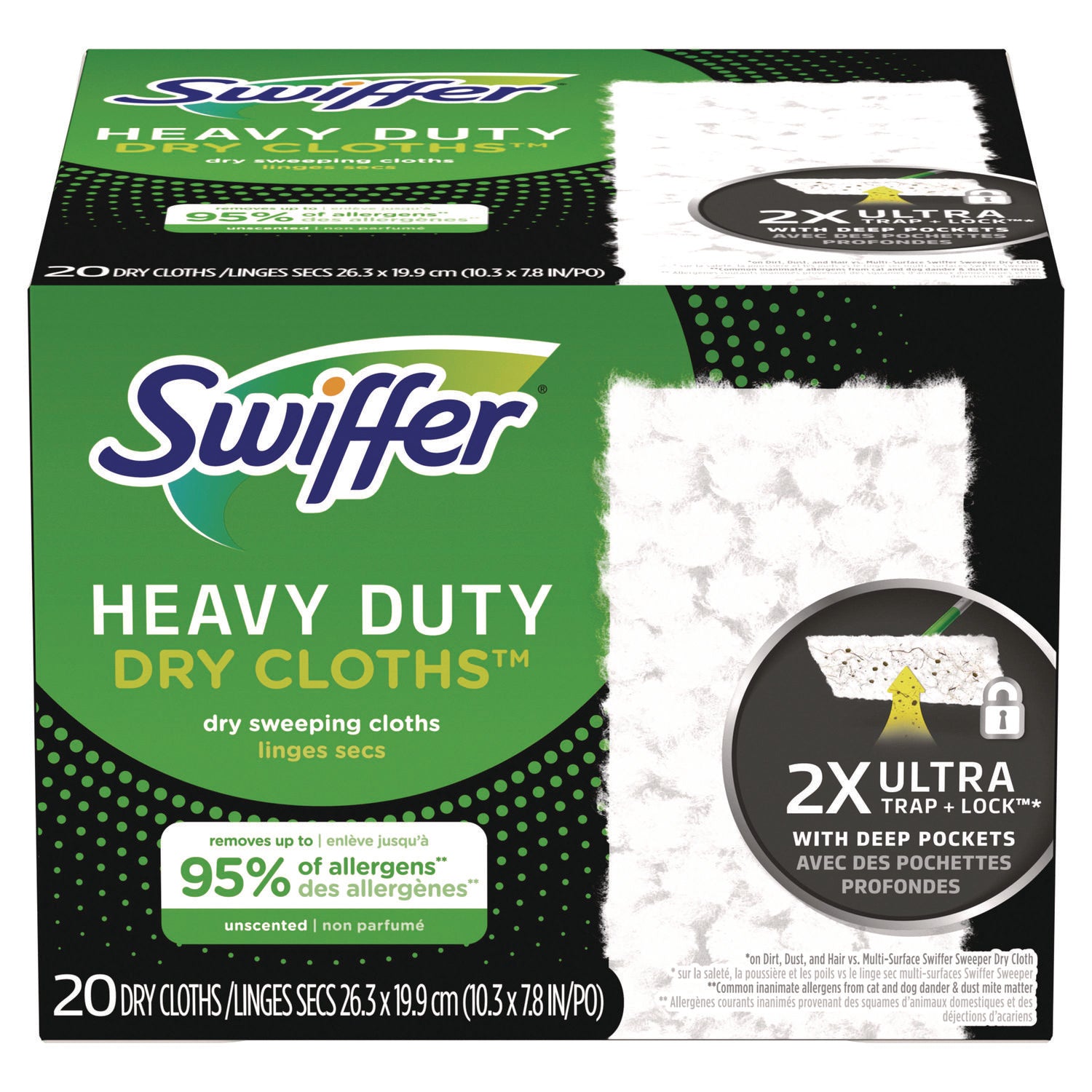 Heavy-Duty Dry Refill Cloths, 10.3 x 7.8, White, 20/Pack, 4 Packs/Carton - 2