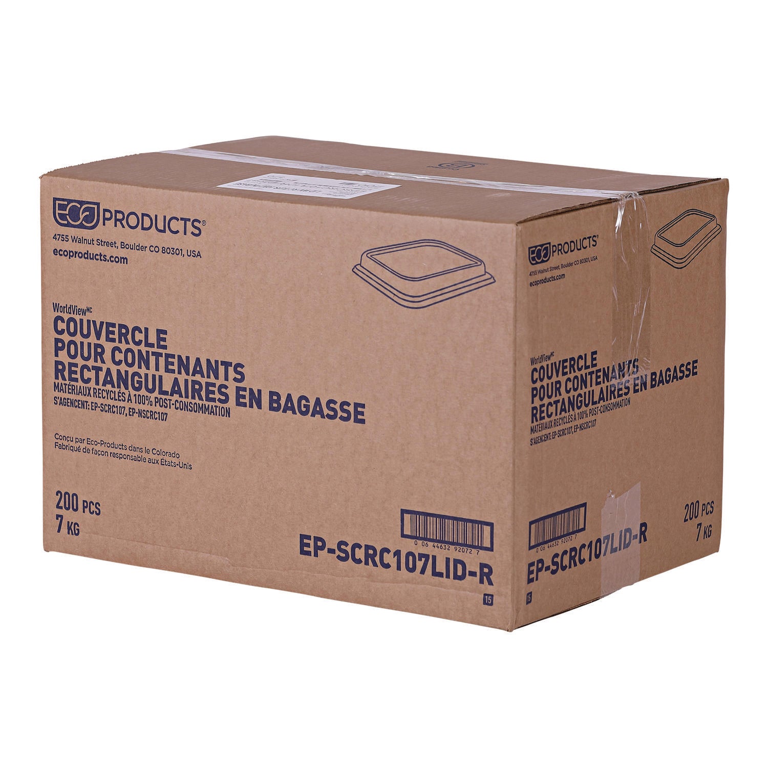 WorldView 100% Recycled Content Lid, 7 x 1.75, Clear, Plastic, 200/Carton