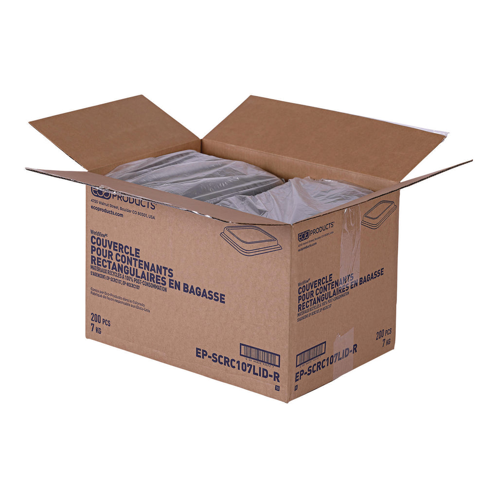 WorldView 100% Recycled Content Lid, 7 x 1.75, Clear, Plastic, 200/Carton
