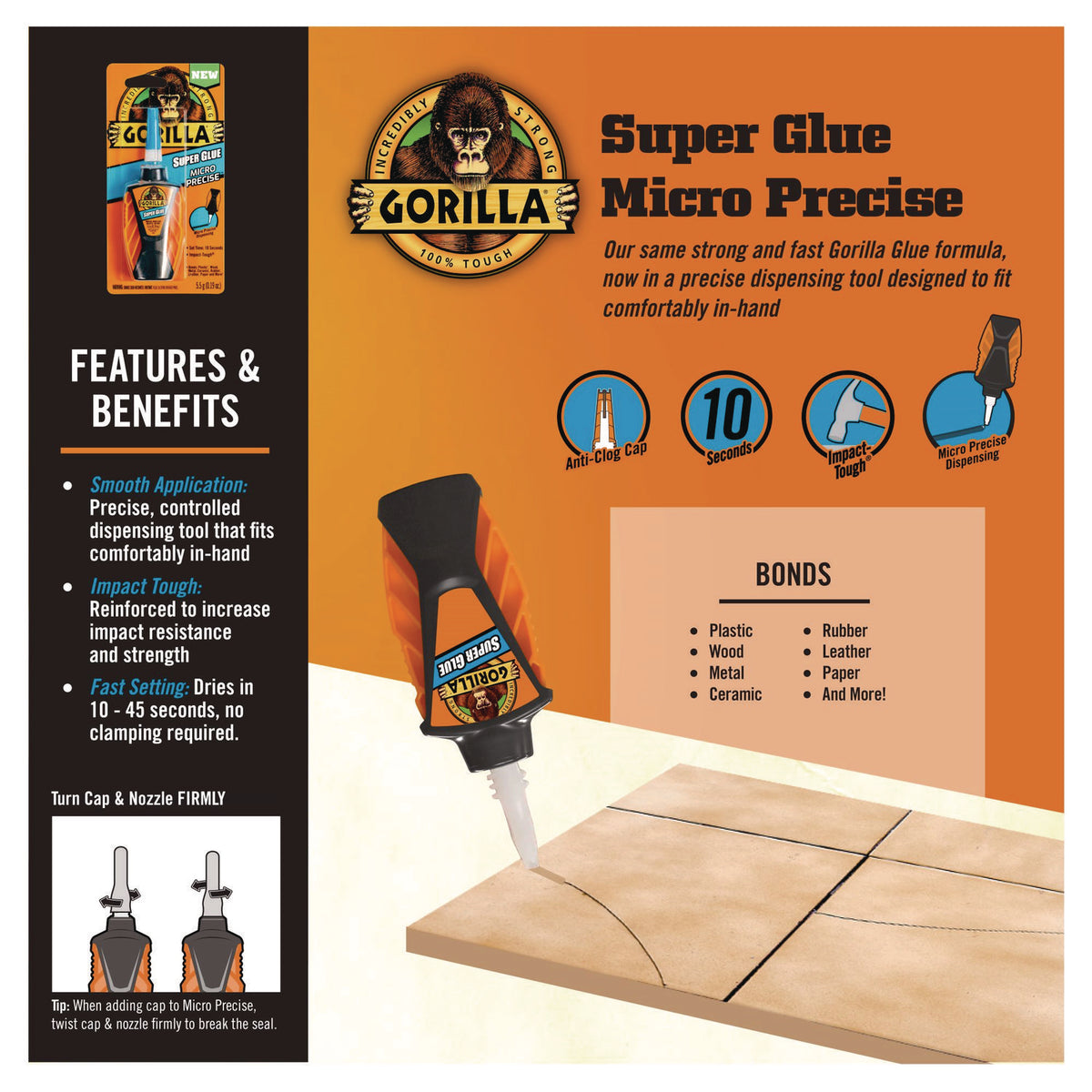 Super Glue Micro Precise, 0.18 oz, Dries Clear