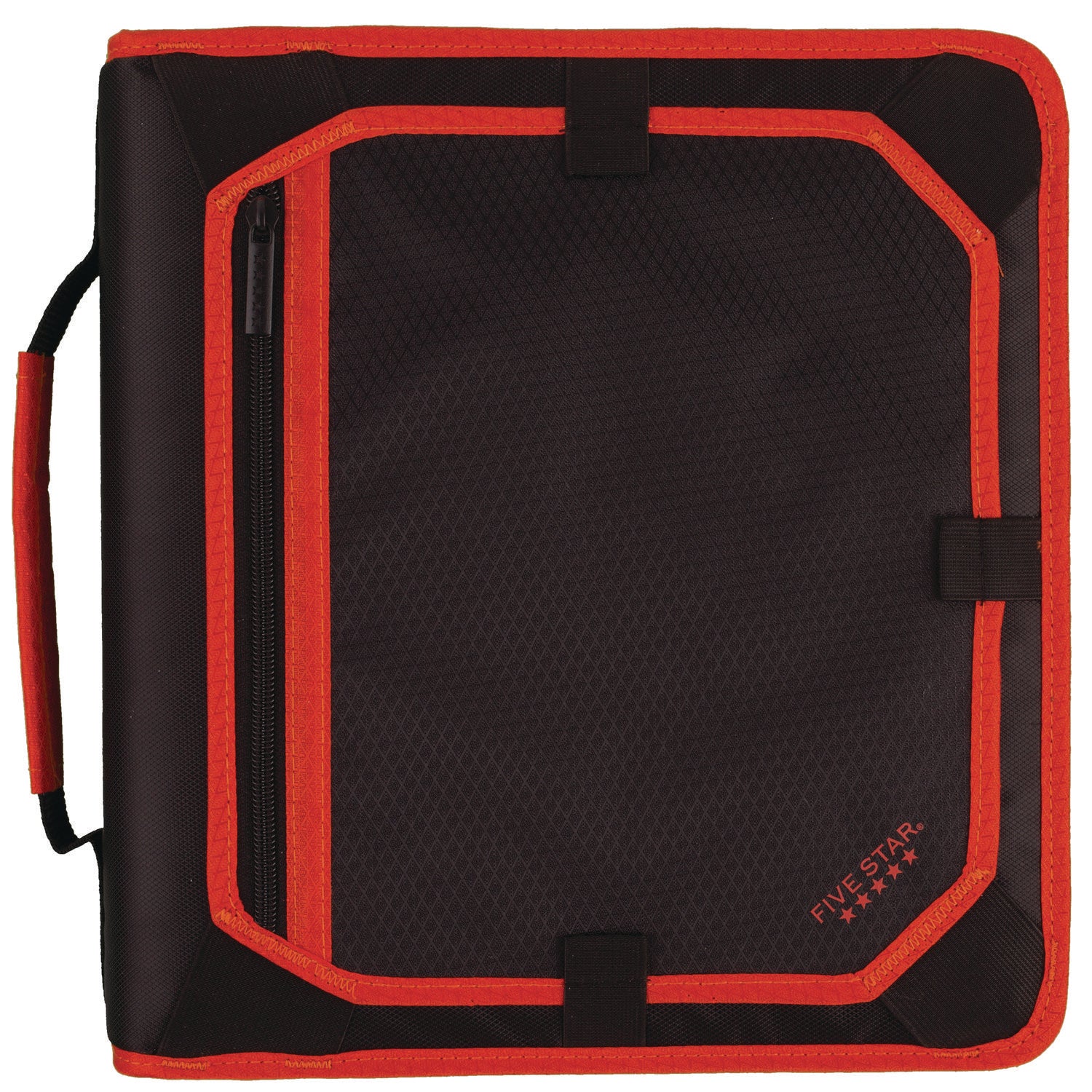 Zipper Binder, 3 Rings, 2" Capacity, 11 x 8.5, Black/Red Accents - 1