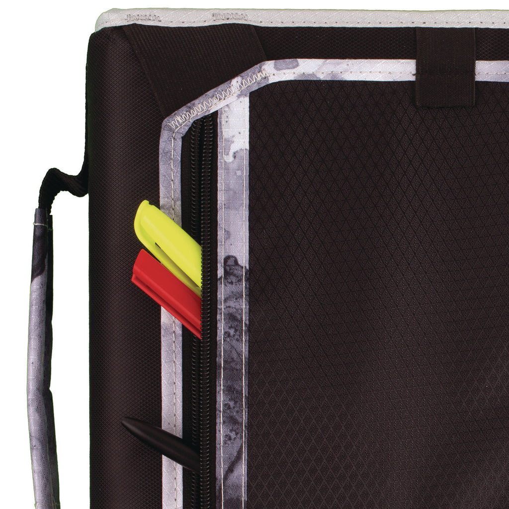 Zipper Binder, 3 Rings, 2" Capacity, 11 x 8.5, Black/Gray Accents