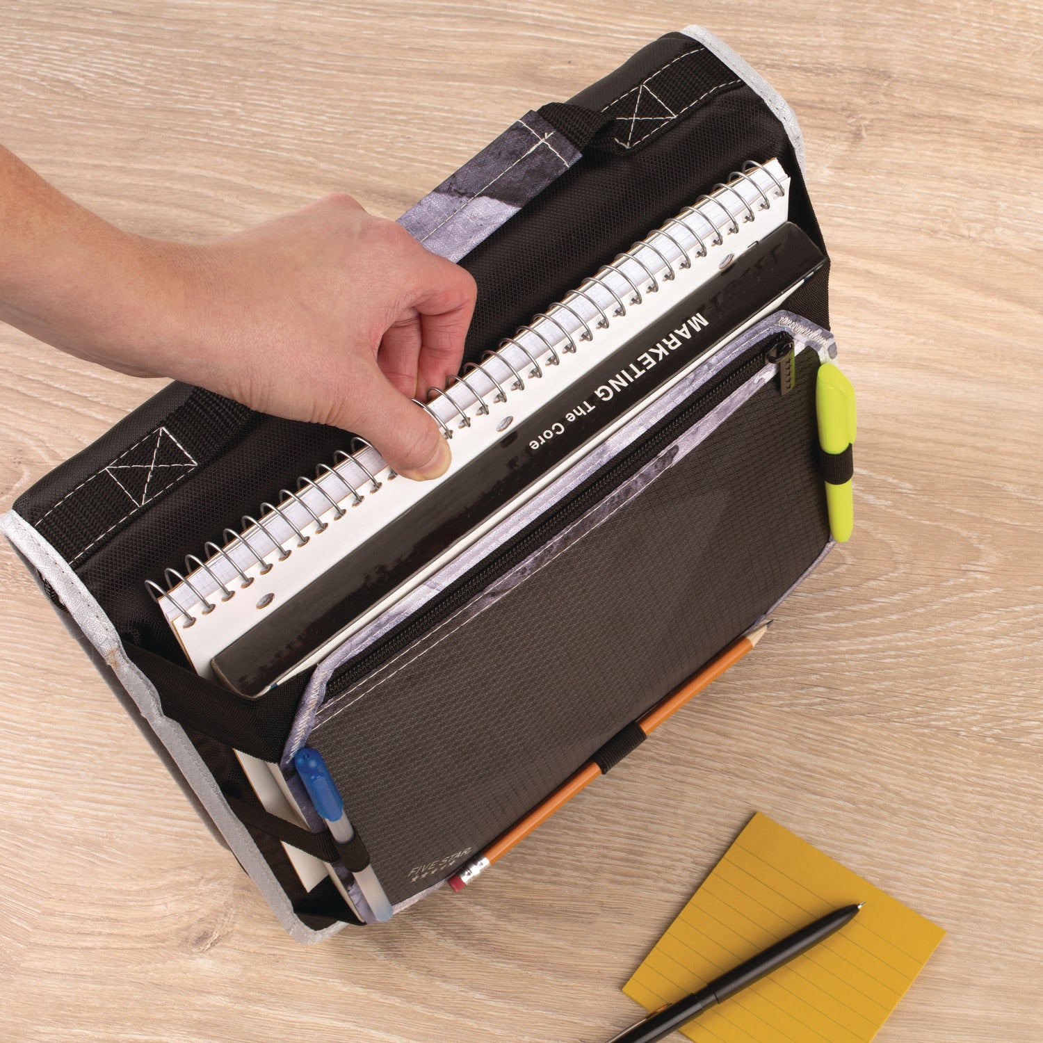 Zipper Binder, 3 Rings, 2" Capacity, 11 x 8.5, Black/Gray Accents