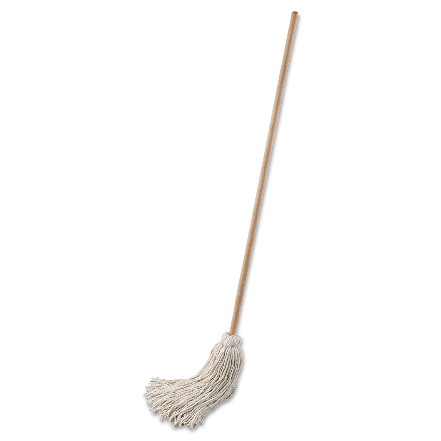 Handle/Deck Mop, #32 White Cotton Head, 54" Natural Wood Handle, 6/Pack - 