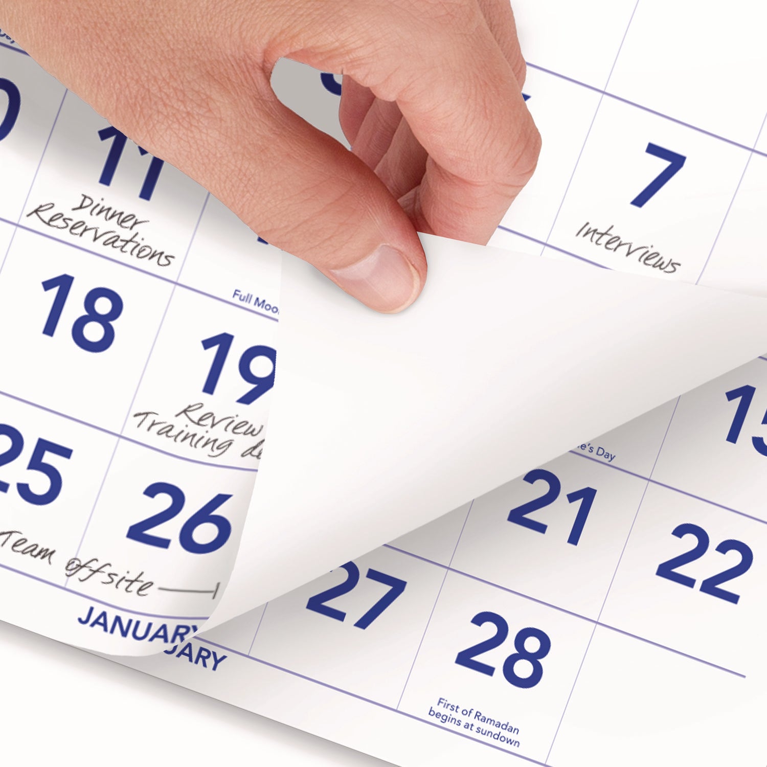 Deluxe Three-Month Reference Wall Calendar, Vertical Orientation, 12 x 27, White Sheets, 14-Month (Dec to Jan): 2023 to 2025