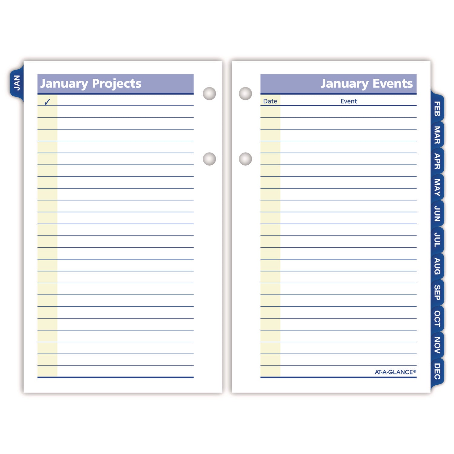 QuickNotes Desk Calendar Refill, 3.5 x 6, White/Yellow/Blue Sheets, 12-Month (Jan to Dec): 2024 - 4